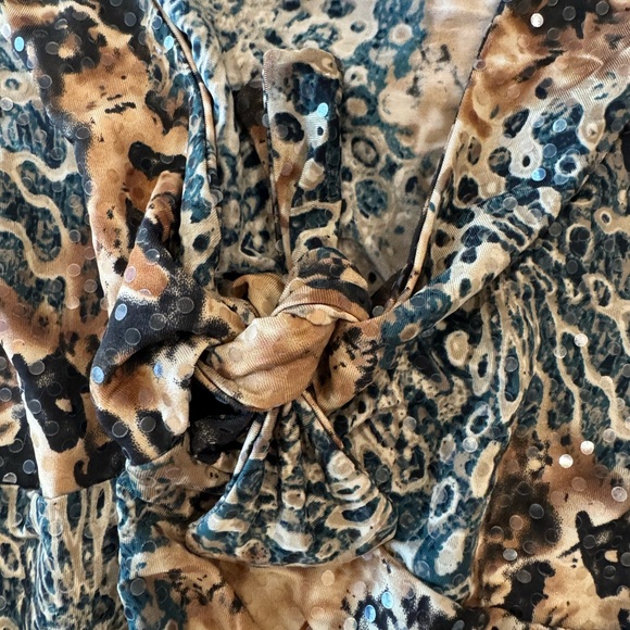 Y2K Only Nine Sleeveless Blouse Abstract Animal Print & Sequin Embellishments M - Picture 10 of 12